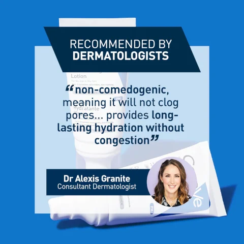 RECOMMENDED BY DERMATOLOGISTS Lotion For Normal to Dry Skin with 3 essential ceramides, niacinamide, "non-comedogenic, meaning it will not clog Hydratante pores... provides long- 3 ceramides essentiels, niacinamide lasting hydration without congestion" Dr Alexis Granite Consultant Dermatologist acinamide PM) Ve