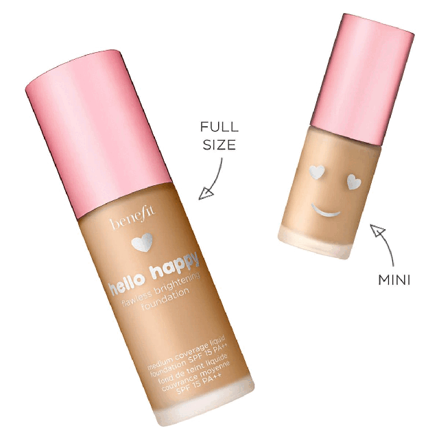 Full size VS Mini Size. Models wearing foundation shades. Shade swatches