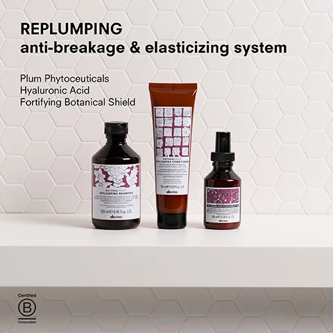 REPLUMPING anti-breakage & elasticizing system Plum Phytoceuticals Hyaluronic Acid Fortifying Botanical Shield Certified B Corporation 28 US