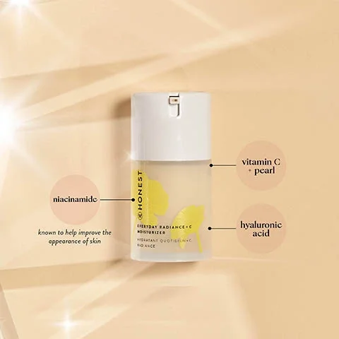 niacinamide known to help improve the appearance of skin, vitamin c and peral, hyaluronic acid.