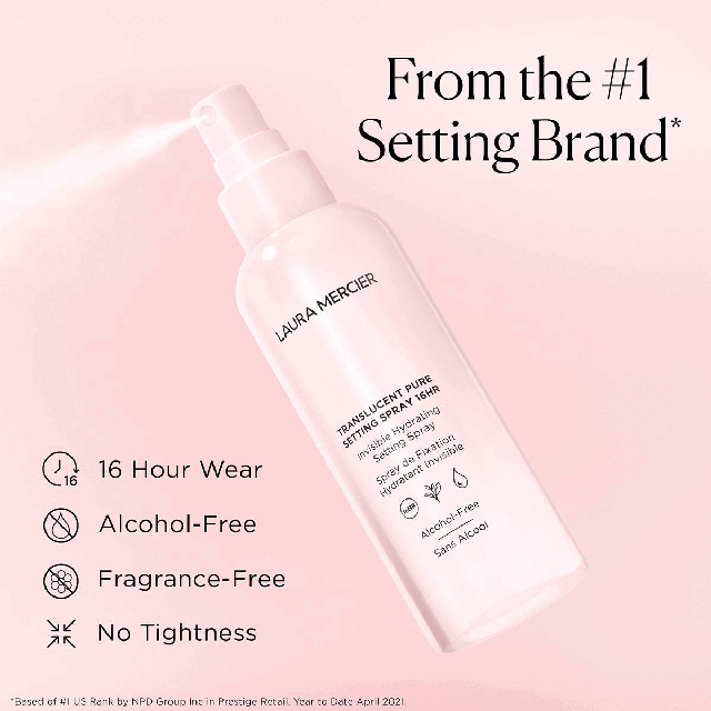 Image 1, 16 hour wear, alcohol-free, fragrance free, no tightness. Image 2, purlane flower helps soothe skin and protect from environment stressors. Image 3, travel size vs full size.