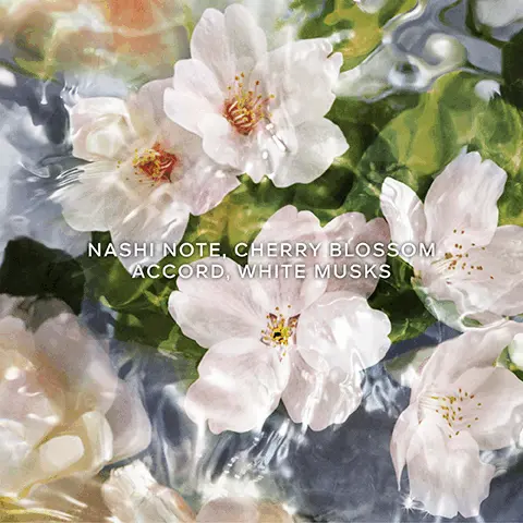 Image 1, NASHI NOTE, CHERRY BLOSSOM ACCORD, WHITE MUSKS Image 2, UP TO 95% NATURAL 100ulation including ORIGIN INFINITELY ORGANIC BEETROOT REFILLABLE ALCOHOL AQUA ALLEGORIA COLLECTION
