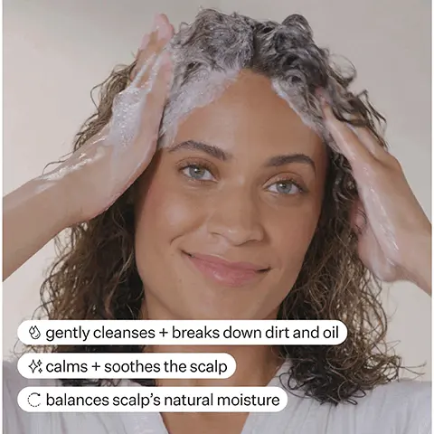 Image 1, gently cleanses plus break down dirt and oil. calms plus soothes the scalp. balances scalp's natural moisture. Image 2, real results, after one use, before and after. Image 3, real results after one use, before and after. Image 4, loved by = goop, forbes, coveteur, elite daily, byrdie.