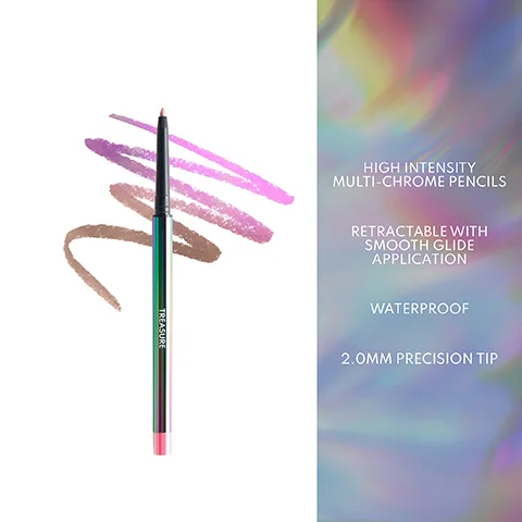 TREASURE HIGH INTENSITY MULTI-CHROME PENCILS RETRACTABLE WITH SMOOTH GLIDE APPLICATION WATERPROOF 2.0MM PRECISION TIP