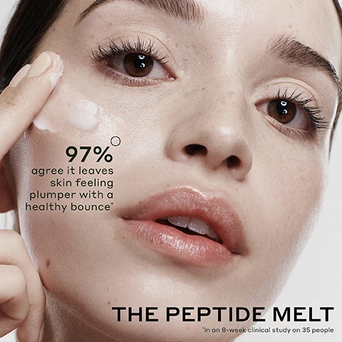 Image 1, key ingredients = hydrates and supports elasticity with 8 amino acids. strengthens and conditions skin with 8 peptides. helps skin retain moisture and fortifies the moisture barrier with 3 ceramides. hydrates and firms with vegan collagen. image 2, 28% stronger moisture barrier all day long. 97% agree it restores healthy looking skin. instantly doubles skin's hydration. 38% firmer skin in just 4 weeks. in an 8 week clinical study on 35 people. image 3, melting balm to gel texture. quickly absorbs into skin, naturally derived light fragrance. image 4, get a strong moisture barrier with strength trainer. weak moisture barrier = loss of firmness, dullness, unevenness. strong moisture barrier = locks in all day hydration, adds bounce, creates a healthy looking glow. image 5, which moisturiser is right for me? strength trainer peptide boost moisturiser - for all skin types, strengthens moisture barrier all day, use morning and night. c-rush brightening gel creme - for dull skin, brightens and instantly hydrates, use morning and night. dewtopia 5% aha firming night creme - for rough, uneven skin, retexturises and evens tone, use at night. cold plunge pore remedy moisturiser - for acne prone skin, targets pores and controls surface oil, use morning and night.