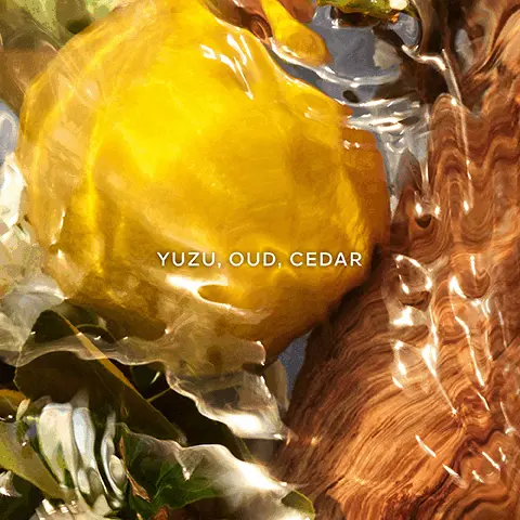 Image 1, yuzu oud and cedar. Image 2, up to 95% natural origin, infinity refillable and organic beetroot alcohol