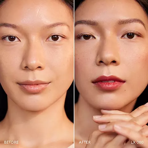 Image 1, before and after. image 2, swatches of - LX170, LX150, LX130, LX120, LX100, LX080, LX060, LX040, LX010. image 3, 100% say it conceals targeted areas. 80% see a decrease in complexion redness after 30 days. 8 hours of wear. 24 hours of moisture. baed on a 24 hour clinical instrument study of 33 people aged 18-66, 8, 12 and 24 hours after a single application. based on a 30 day consumer use study of 32 people between the ages of 21-65, immediately after 8 hours, 12 hours and 30 days after application. image 4, brightening, blurring and nourishing. swatches of LX010, LX020, LX030, LX040, LX050, LX060, LX070, LX080, LX090, LX100, LX110, LX120, LX130, LX140, LX150, LX160, LX170, LX180, LX190, KX200 on three different skin tones. image 5, shade guide. medium tones. golden undertone = softlight luminous hydrating concealer in LX070 and skin enhance luminous tinted serum in 060. pink undertones = softlight luminous hydrating concealer in LX080 and skin enhance luminous tinted serum in 070. olive undertones = softlight luminous hydrating concealer in LX090 and skin enhance luminous tinted serum in 080. image 6, shade guide, medium-deep shade range. peach undertone = softlight luminous hydrating concealer in LX100 and skin enhance luminous tinted serum in 080. golden undertone = softlight luminous hydrating concealer in LX110 and skin enhance luminous tinted serum in 090. neutral undertone = softlight luminous hydrating concealer in LX120 and skin enhance luminous tinted serum in 100. warm undertone = softlight luminous hydrating concealer in LX120 and skin enhance luminous tinted serum in 110. warm golden undertone = softlight luminous hydrating concealer in LX130 and skin enhance luminous tinted serum in 110. neutral undertone = softlight luminous hydrating concealer in LX140 and skin enhance luminous tinted serum in 120. image 7, shade guide, deep shade range. neutral undertone = softlight luminous hydrating concealer in LX150 and skin enhance luminous tinted serum in 130. red undertone = softlight luminous hydrating concealer in LX160 and skin enhance luminous tinted serum in 130. golden undertone = softlight luminous hydrating concealer in LX170 and skin enhance luminous tinted serum in 120. warm neutral undertone = softlight luminous hydrating concealer in LX180 and skin enhance luminous tinted serum in 140. cool red undertone = softlight luminous hydrating concealer in LX190 and skin enhance luminous tinted serum in 140. neutral undertone = softlight luminous hydrating concealer in LX200 and skin enhance luminous tinted serum in 140.