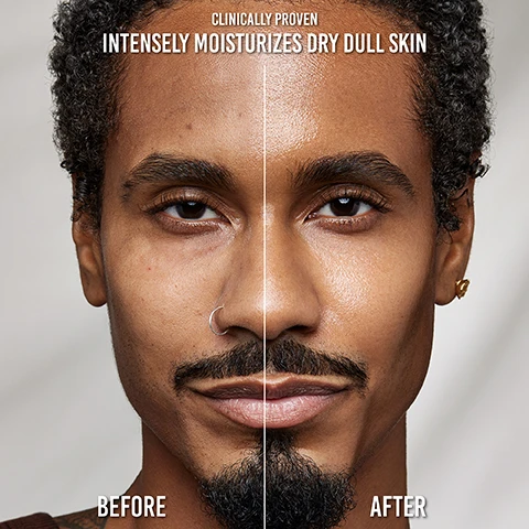 image 1, clinically proven intensely moisturises dry dull skin. before and after. image 2, moisture repair complex a unique blend of potent, balancing skincare ingredients. hyaluronic acid boosts and replenishes hydration levels. kokum butter deeply moisturises and repairs dry, flaky skin. centella asiatice moisturises and repairs skin barrier. blue tansy flower extract improve skin texture. olive derived vegan squalane protects skin from dryness and dehydration. apple extract protect skin from external aggressors. image 3, clinical results, 100% showed an immediate and all day improvement in hydration. 100% showed a significant improvement in skin barrier. 100% agree provides a smooth and even makeup application. based on a 4 week clinical study conducted on 35 subjects. image 4, you yummy radiant, prep, prime and cover routine. 1 = before bare faced. 2 = prep yummy skin moisture repair balm serum. 3 = prime and cover yummy skin blurring balm powder tinted. image 5, apply face and body. image 6, hydrating superheroes. yummy skin moisture balm serum - moisturising balm to serum treatment = restores moisture, repairs and soothes, preps skin. yummy skin glow serum, radiant priming glow serum = deeply hydrates, boosts glow and protects, primes skin. image 7, skin mapping dry skin target your unique skin concerns. deeply moisturise, hydrate and glow, prime and blur. image 8, inclusively designed for all. image 9, transformative texture that transforms skin's texture. balm to serum formula, intensely moisturising, fragrance free.