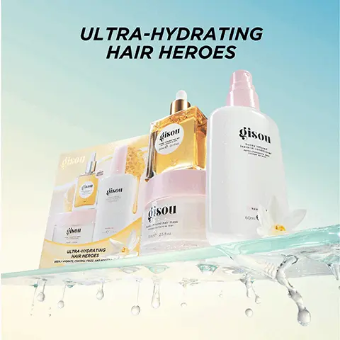 Image 1,  gisou ULTRA-HYDRATING HAIR HEROES gisou 2010-07 for BEST SELLER gisou honey infused hair oil 20ml e-0.7 fl.oz. gisou honey infused leave-in conditioner gisou honey infused leave-in conditioner après-shampoing sans rinçage au miel gison honey infused hair mask 75mle-25 floz healthy hair 60me-20 floz gisou honey infused hair mask misque capillaire au miel 75mle-2.5 fl.oz. hea 60ml ULTRA-HYDRATING HAIR HEROES DEEPLY HYDRATE, CONTROL FRIZZ, AND ROOST Image 2,  DRAMATICALLY BOOSTS SHINE AS A FINISHING TOUCH BEFORE WEIGHTLESS HYDRATION AFTER gisou honey infused hair oil 20ml e-0.7 fl.oz Image 3,  BEFORE 5 MINUTES TO SOFT, HYDRATED HAIR RESTORES ELASTICITY AND SHINE AFTER gisou honey infused hair mask masque capillaire au miel 75ml e-2.5 fl.oz. Image 4,  SOFTENS & ENHANCES SHINE FOR HEALTHY LOOKING HAIR BEFORE AFTER gisou honey infused leave-in conditioner après-shampooing sans HYDRATES, IMPROVES ELASTICITY AND STRENGTH healthy hair 60ml - 2.0 fl.oz Image 5,  THE HYDRATING HEALTHY HAIR ROUTINE YOUR POST-WASH RITUAL 1 MASK DEEPLY CONDITION + SOFTEN 2 LEAVE-IN CONDITIONER DETANGLE + FIGHT FRIZZ 3 HAIR OIL BOOST SHINE + HYDRATE gisou honey infused hair oil hulle capillaire au miel 20ml e-0.7 fl.oz. gisou honey infused leave-in conditioner Aprés-s près-shampeaing sans nincage au miel healthy hair 60ml e-2.0 fl.oz Image 6, MIRSALEHI HONEY Sustainably and ethically sourced from our Bee Garden in the Netherlands Rich in vitamins, minerals, amino acids and antioxidants Deeply nourishes to repair and restore