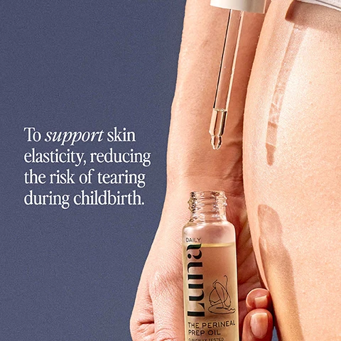 Image 1, to support skin elasticity, reducing the risk of tearing during child birth. image 2, vitamin 2 = antioxidant properties to deeply moisturise skin. rosehip oil = improves skin elasticity, suppleness and stretch. jojoba oil = skin healing properties. image 3, 100% natural origin lightweight massage oil expertly formulated to prepare perineal skin for birth. clinically tested. image 4, studies have found that perineum massage from 34-35 weeks reduced risk of perineal tears by 9% and episiotomy by 16%. source = cochrane 2016 study, 2497 women. image 5, scan QR code on pack for our expert developed massage technique.