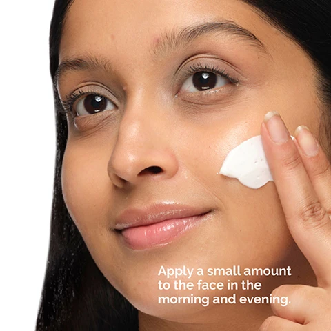 Image 1 - A woman applying a cream to her cheek is smiling, with the text Apply a small amount to the face in the morning and evening visible below her.
Image 2 - A close-up of a smooth, white creamy substance with visible texture lines, featuring the text Rich cream texture.
Image 3 - A creamy white texture is spread on a surface with text stating Boosts skin hydration by 68%.* *Independent efficacy study performed on 30 individuals over an 8 hour period.
Image 4 - Image shows a layout of skincare products categorized into three sections labeled PREP, TREAT, and SEAL, with various types of products displayed, including cleansers, toners, water-based serums, eye serums, anhydrous solutions, oils, suspensions, moisturizers, and SPF.
