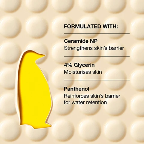 Image 1, formulated with - ceramide NP = strengthens skin's barrier. 4% glycerin - moisturises skin. panthenol = reinforces skin's barrier for water retention. image 2, rich moisture, no stickiness. image 3, the best of skin science also for lips. try ceramidin lip balm