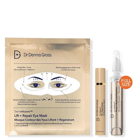 Image 1, full size Image 2, BEFORE AFTER Image 3, BEFORE AFTER Image 4, BEFORE AFTER Image 5, DERMINFUSIONSTM High-speed performance technologies accelerate skin's ability to plump from within, fill fine lines, and firm skin INSTANT RESULTS LONG-TERM Dr Dennis Gross BENEFITS theance of fine lines Comble les ndes des the under les peches sous les yeu D Dr Denis G Susions VeRepair Eye Mask FillRepair S Contour des Yeux Liftant+ Régénérat Dr Dennis Gross