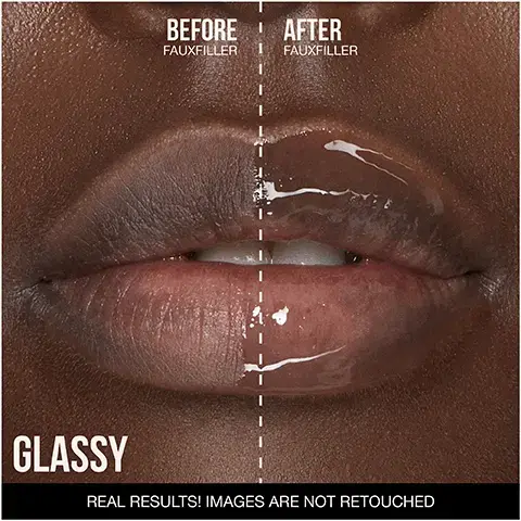 Image 1, before and after real results images are not retouched Image 2 - A grid of images showing various lip shades with glossy finishes; the top row includes UUU-Baby, She Flirty, and She Fire; the middle row features Sugar Baby, Honey, and Foxy; the bottom row displays Bombshell, Posh, and Coco, with captions indicating their corresponding Lip Contour shades.
Image 3 - Image of four lip looks paired with lip products, featuring a gloss applicator and lip contour pencil above the text LIP PAIRINGS, with the shades labeled as SHE GLITZY + HONEY BEIGE and SHE FLIRTY + WARM BROWN in the top left, and SHE FIRE + RICH BROWN in the bottom right.
Image 4 - Image showing various shades of lip gloss swatches arranged in a grid, with labels including Glassy, She Glitzy, UUU-Baby, Sugar Baby, She Flirty, Bombshell, Honey, Foxy, Posh, She Fire, and Coco.
Image 5 - Image shows a split design with a white line of product at the top labeled SMOOTHS VEGAN COLLAGEN and a yellow background at the bottom featuring droplets of oil labeled SHINE VITAMIN E CASTOR OIL.
Image 6 - Image of a pink doe foot applicator with a fluffy tip and a droplet of product dripping from it, accompanied by text that reads JUICY DOE FOOT, HOLDS MAX FORMULA, and POINTED PRECISION TIP.