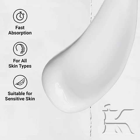 Image 1 - A smooth, white cream is shown on a light background, with icons and text stating fast absorption, for all skin types, and suitable for sensitive skin.
Image 2 - A person with a tan skin tone is applying a cream to their shoulder, showcasing colorful nail polish on their fingers, with the text Suitable even for sensitive skin at the top.
Image 3 - A jar of Kiehls Ultra Body Mega Moisture Squalane Cream with text highlighting 3 SEC Absorption, Up to 3 DAYS Hydration, and additional details about the products fast-absorbing formula.
Image 4 - An infographic on a light blue background featuring a cluster of ice crystals and a molecule graphic, with the text listing ingredients including Glacial Glycoprotein, Squalane, and Pro-Ceramides.
Image 5 - Image shows two Kiehls skincare products against a blue background: a large pump bottle of Creme de Corps and a jar of Ultra Body Mega Moisture Squalane Cream, with text indicating both products are suitable for various skin types, including sensitive skin.
Image 6 - A bottle of Kiehls Bath and Shower Liquid Body Cleanser labeled Grapefruit is on the left, and a jar of Kiehls Ultra Body Mega Moisture Squalane Cream is on the right, against a blue background, with the text STEP 1 CLEANSE above the cleanser and STEP 2 HYDRATE above the cream.