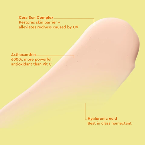 Image 1 - A beige cream is swirled on a light green background, with text labels highlighting Cera Sun Complex describing its benefits, Astaxanthin noting its potency as an antioxidant, and Hyaluronic Acid labeled as a top moisturizer.
Image 2 - Close-up of smooth, light beige skincare products on a pastel green background with a box listing benefits: No pilling, No greasiness, No whitecast, Antioxidant + brightening benefits.
Image 3 - A stack of BYOMA sunscreen bottles in shades of peach with labels stating Clinically Proven To Provide instant moisturization of up to 76% Protect + maintain skin barrier and Ultralight Face Fluid SPF 50 and Ultralight Face Fluid SPF 30.
Image 4 - A close-up image of a woman applying a white cream to her cheek, with the background in a light yellow color; visible text reads BYOMA, DERMATOLOGIST TESTED + APPROVED, VEGAN + CRUELTY FREE, FRAGRANCE FREE.
Image 5 - A hand holding a fingertip of a light cream is shown against a pale green background, with a diagram listing five skincare steps in orange text: STEP 1 CLEANSE, STEP 2 TONE/MIST, STEP 3 TREAT, STEP 4 MOISTURIZE, STEP 5 PROTECT ULTRALIGHT FACE FLUID SPF 30.
Image 6 - A bottle nozzle dripping a light-colored cream against a yellow background with the text PROTECTS AGAINST UVA UVB FREE RADICALS displayed nearby.