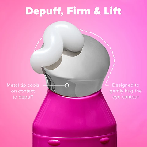 Image 2 - A close-up of a pink cosmetic product bottle featuring a silver metallic applicator top with a white contoured tip is displayed against a pink background, accompanied by text that reads Depuff, Firm & Lift, Metal tip cools on contact to depuff, and Designed to gently hug the eye contour. Image 3 - A before and after comparison shows a persons eye, with the after image displaying fewer wrinkles and less puffiness under the eye compared to the before image, and visible text that reads 94% agree product visibly lifts and tightens the entire eye area, BEFORE, AFTER 4 WEEKS, and a note stating Based on self-assessments from a clinical test with 31 subjects after 4 weeks. Image 4 - A vibrant pink image features two hot pink Paulas Choice Pro-Collagen Peptide Firming Eye Serum tubes, one standing upright with a silver applicator and the other lying down, surrounded by small white pellets and a small dollop of the serum, with overlaid text that reads Clinical Proof, Immediately 88% agree undereye bags feel instantly depuffed, After 1 Week 87% agree crows feet wrinkles look softened, After 4 Weeks 94% agree product visibly lifts and tightens the entire eye area, 4 PEPTIDES, Smooths Under Eyes + Lids, 15 ml / 0.5 fl. oz., and Based on self assessments from clinical tests. Image 5 - A before and after image displays a persons undereye area, showing prominent bags on the left labeled Without Peptide Eye and significantly reduced puffiness on the right labeled With Peptide Eye and Depuffed after 5 minutes, alongside the claim 88% agree undereye bags feel instantly depuffed and the disclaimers Based on self assessments from clinical tests. Photo based on gifted product in exchange for honest reviews and results. Image 6 - Two pink tubes of Paulas Choice Pro-Collagen Peptide Eye Serum are shown on a pink background, one with its metallic applicator visible and the other dispensing a streak of white product, with text reading Paulas Choice, Pro-Collagen Peptide Eye Serum, 4 PEPTIDES, SMOOTHS EYES + LIDS, 15 ml / 0.5 fl. oz., Lightweight gel-serum, Safe for sensitive eyes, Primes for concealer, and Fragrance-free. Image 7 - An infographic showing the 4X Pro-Collagen Peptide Complex targets each area of the eye, with four sections each accompanied by an illustrative eye icon: Acetyl Hexapeptide-8 Depuffs + visibly lifts eyelids, Tridecapeptide-1 Plumps fine lines, Arginine & Lysine Polypeptides Smooths crow’s feet, and Palmitoyl Tetrapeptide-7 Visibly reduces undereye bags. Image 8 - A hot pink eye serum tube dispensing white cream is shown on a pink background, with text that reads How To Use, AM + PM, Apply 3 dots around each area of the eye, Use the cooling tip to gently smooth it in, gliding outward, Tap in excess with ring finger, 15 ml / 0.5 fl. oz., SMOOTHS UNDER EYES + LIDS, 4 PEPTIDES, Eye Serum, Peptide Firmin.