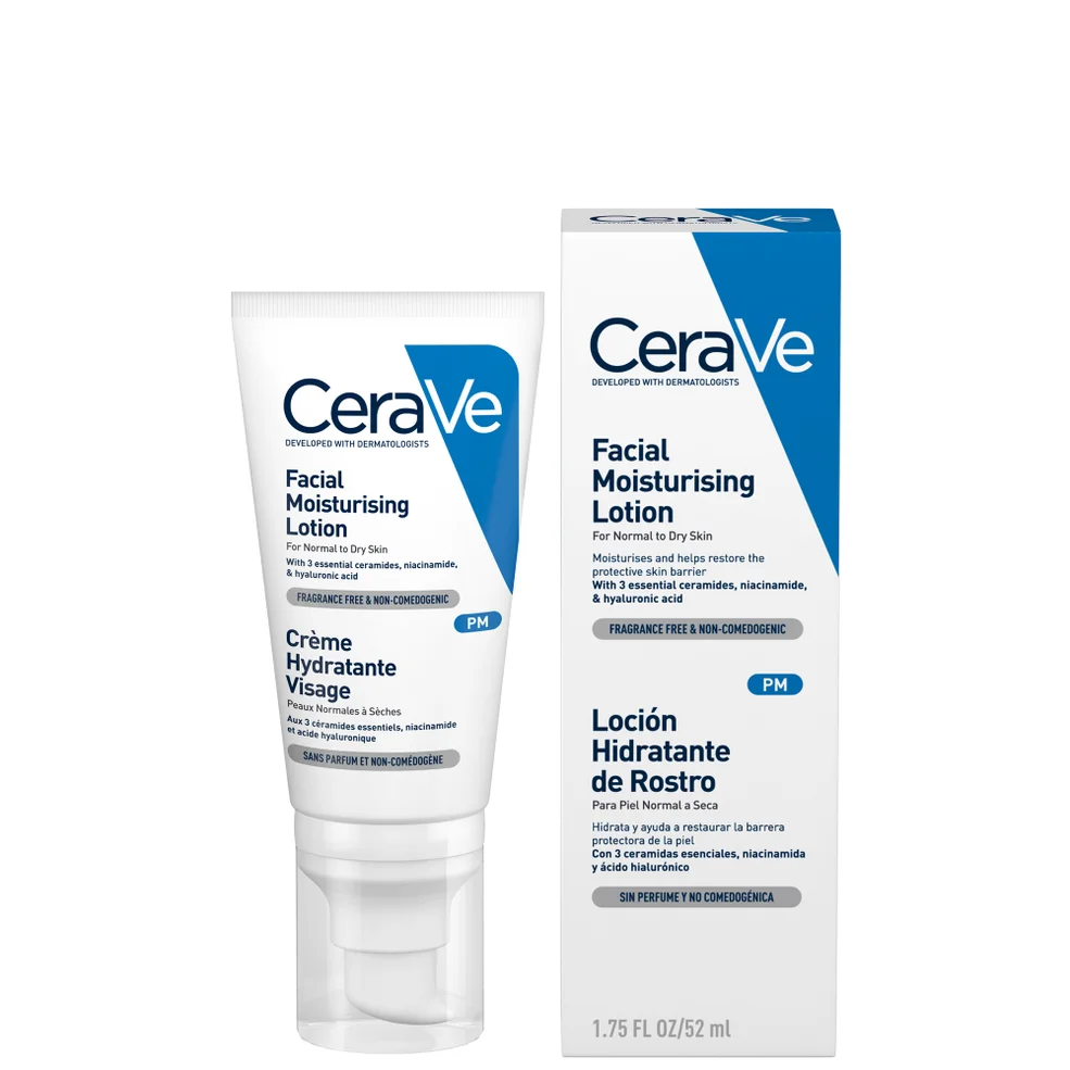 CeraVe PM Facial Moisturising Lotion with Ceramides for Normal to Dry Skin 52ml Image 1