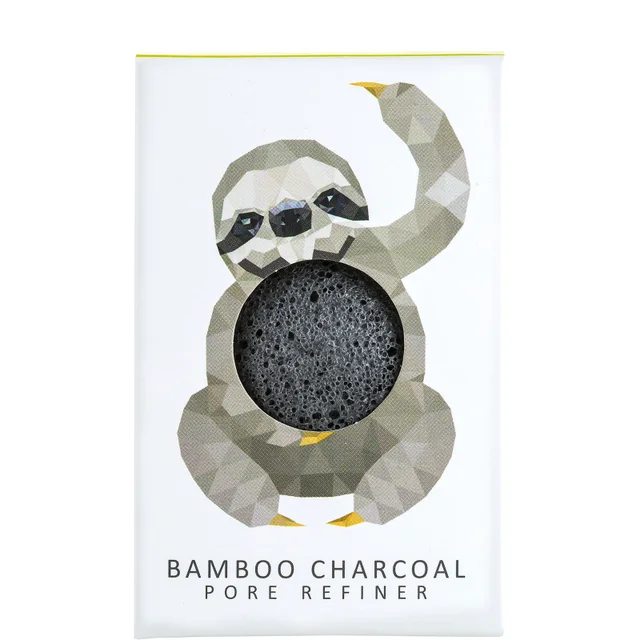 The Konjac Sponge Company Konjac Mini Pore Refiner Rainforest Sloth Bamboo Charcoal