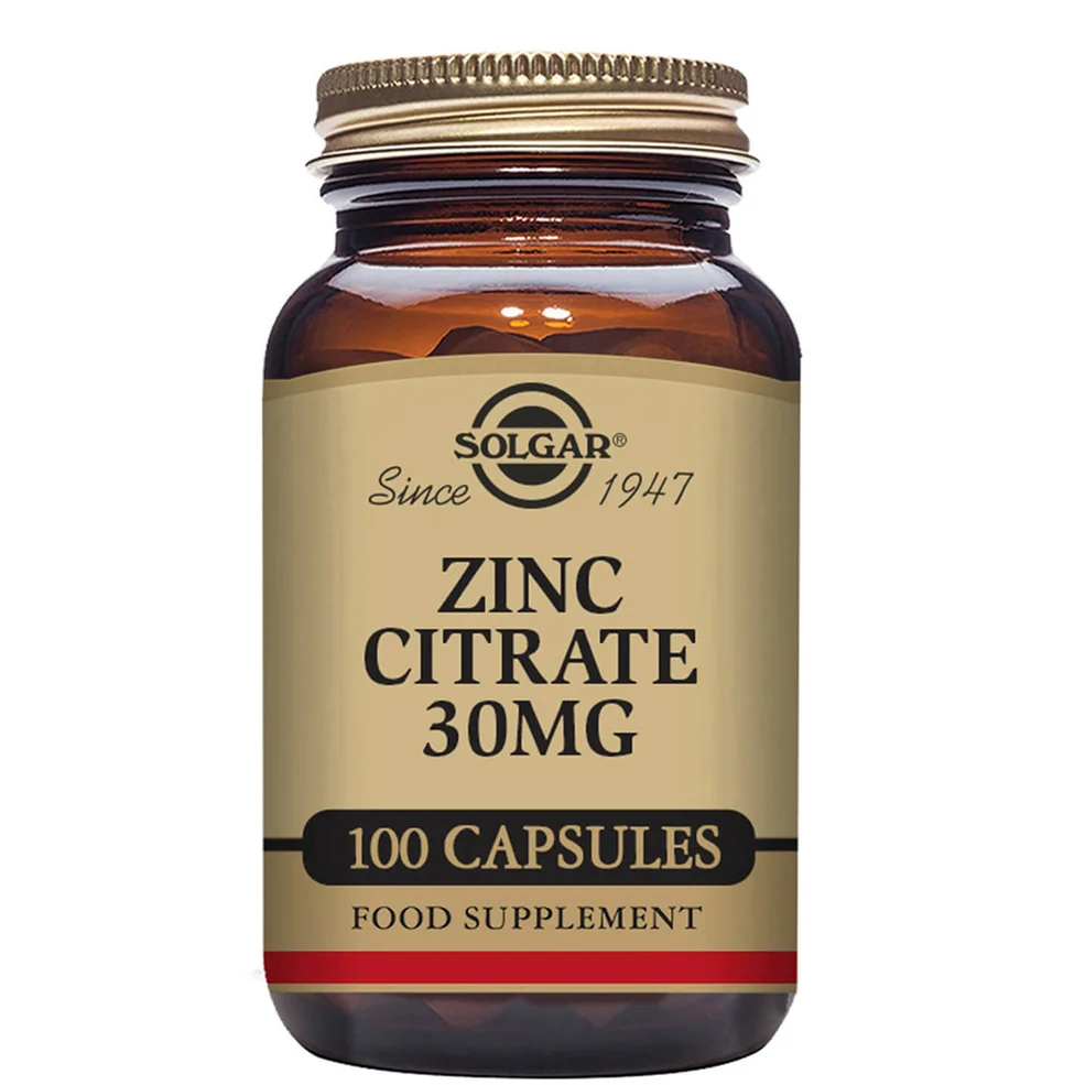 Solgar Zinc Citrate 30 mg Vegetable Capsules Image 1