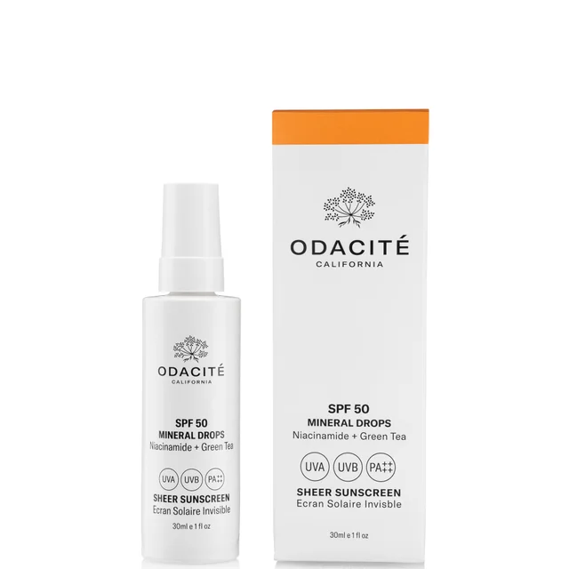 Odacité SPF50 Sheer Sunscreen Niacinamide and Green Tea Mineral Drops 30ml