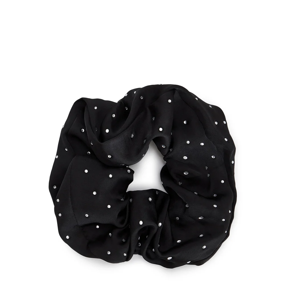 Kitsch Satin Rhinestone Brunch Scrunchie - Black Image 1
