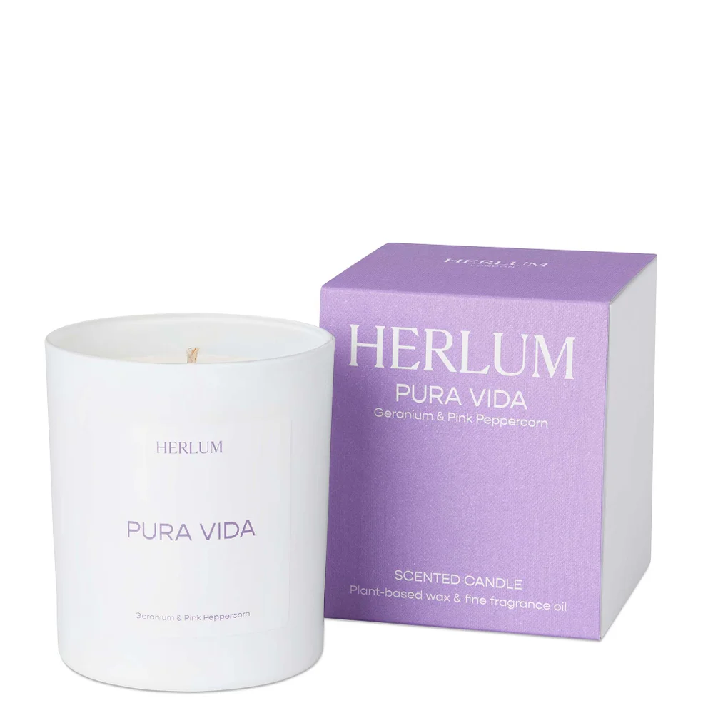 Herlum Pura Vida Candle - Geranium and Pink Peppercorn 220g Image 1