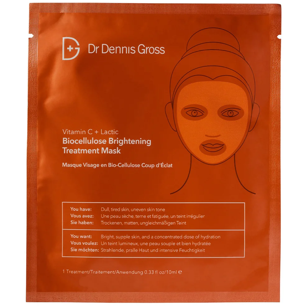 Dr Dennis Gross Skincare Vitamin C and Lactic Biocellulose Brightening Treatment Mask 10ml Image 1