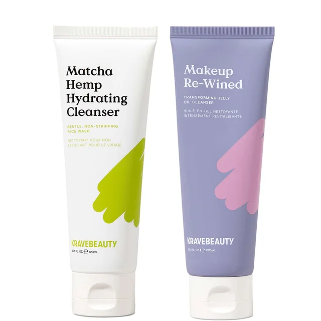 KraveBeauty Matcha Hemp Hydrating Cleanser 120ml + Makeup Re-Wined 100ml (Worth £41)