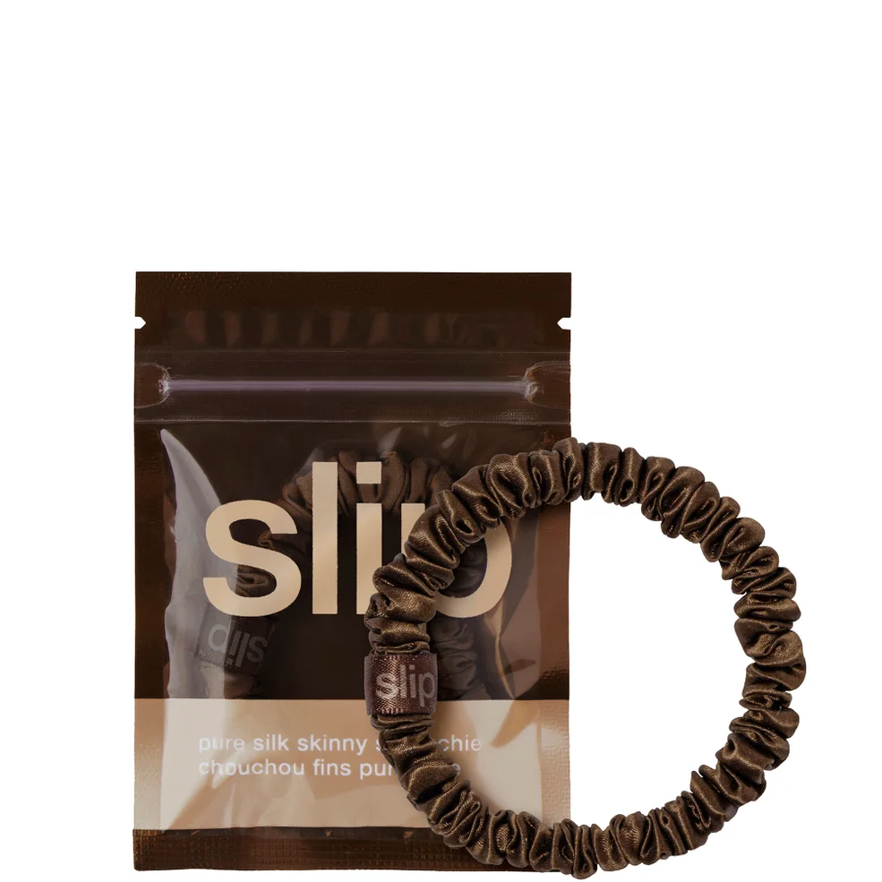 Slip Pure Silk Skinny Scrunchie - Dark Brown Image 1
