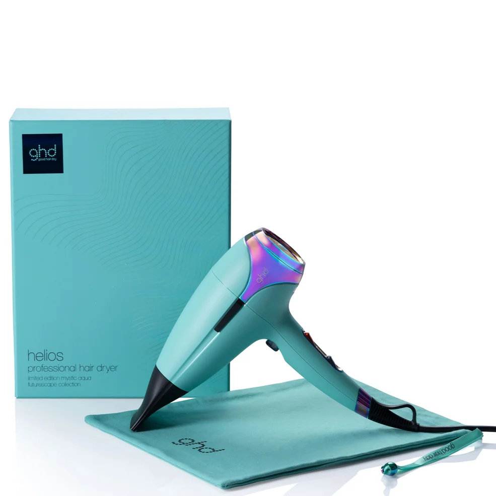 ghd Helios Limited Edition Hair Dryer in Mystic Aqua with Matching Dust Bag Image 1