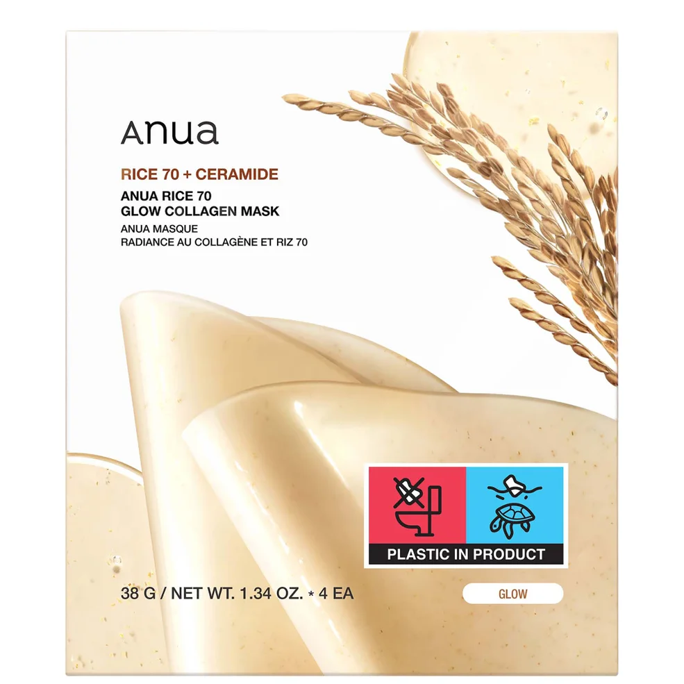 Anua Rice 70 Glow Collagen Mask (4 Sheets) 38g Image 1