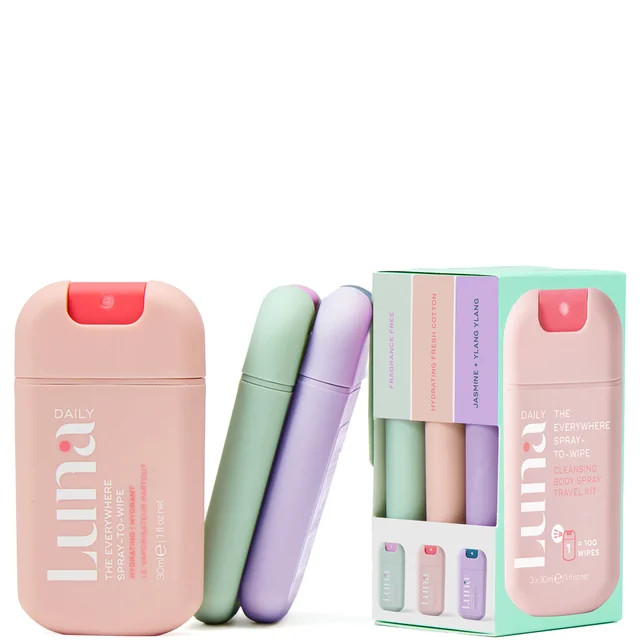 Luna Daily The Everywhere Spray-To-Wipe Cleansing Body Spray Travel Kit Worth £24