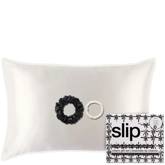 slip pure silk queen gift set with lace trim - charm (Worth £137.50)