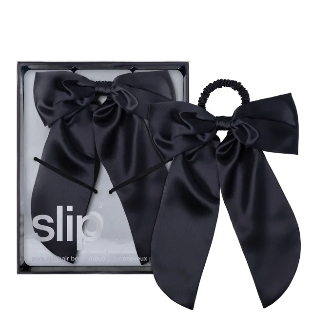 slip pure silk hair bow - black