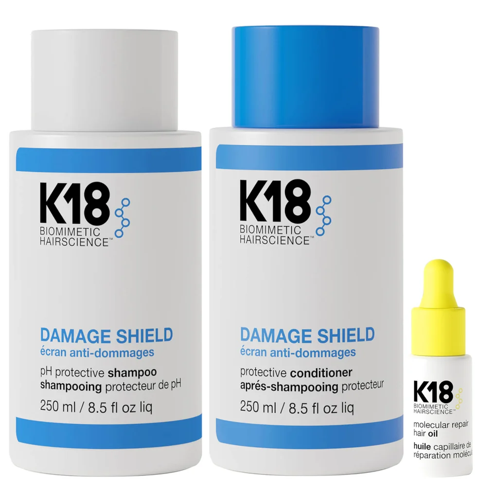 K18 Biomimetic Hairscience Damage Shield Shampoo, Conditioner & Hair Oil Bundle (With Free Molecular Repair Hair Oil 4ml) Image 1